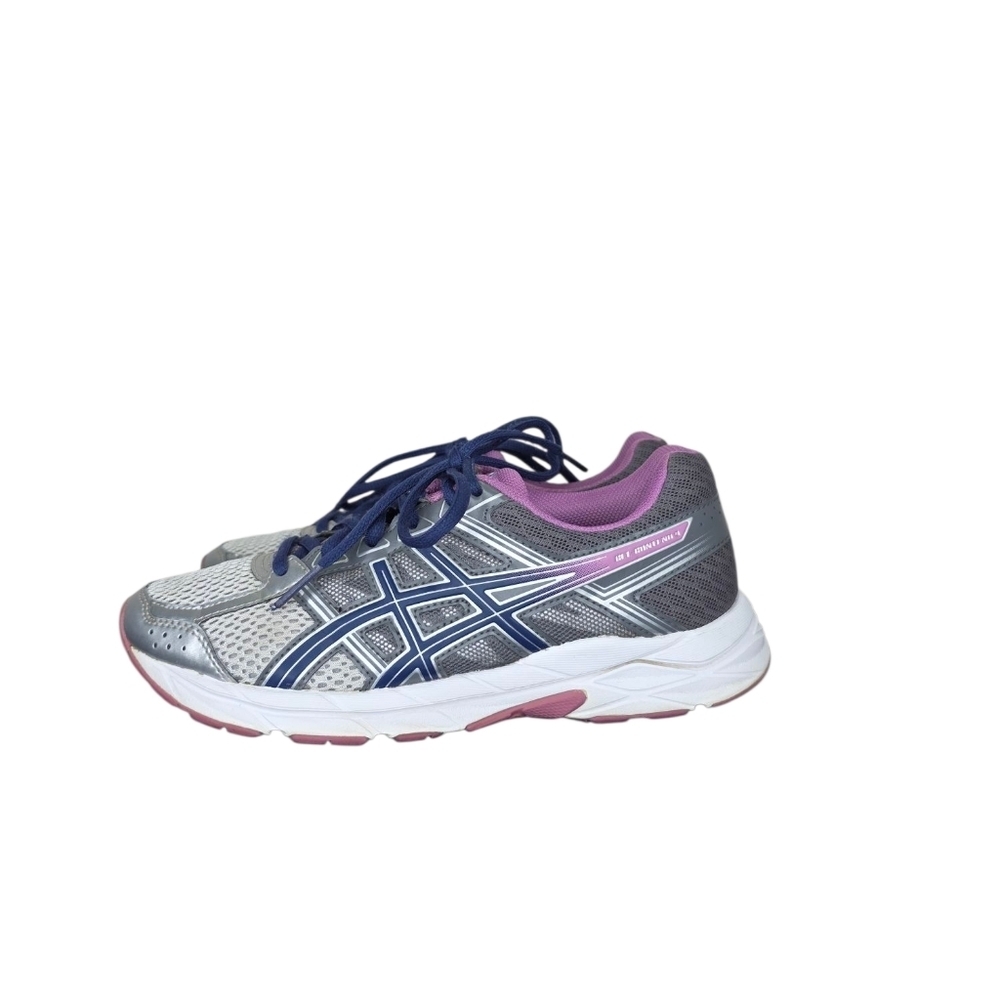 ASICS Gel Contend 4 Purple & Silver Athletic Shoe Lace Up WOMENS Size 6 T765N